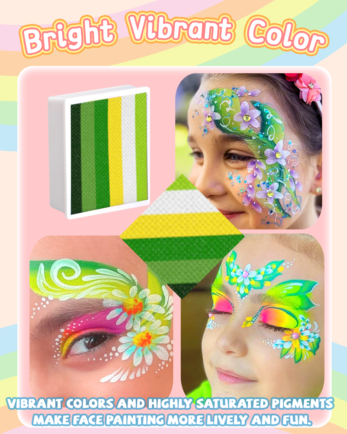 12-Color Kaleidoscope Face Paint Palette – Vibrant & Professional Body Art Set