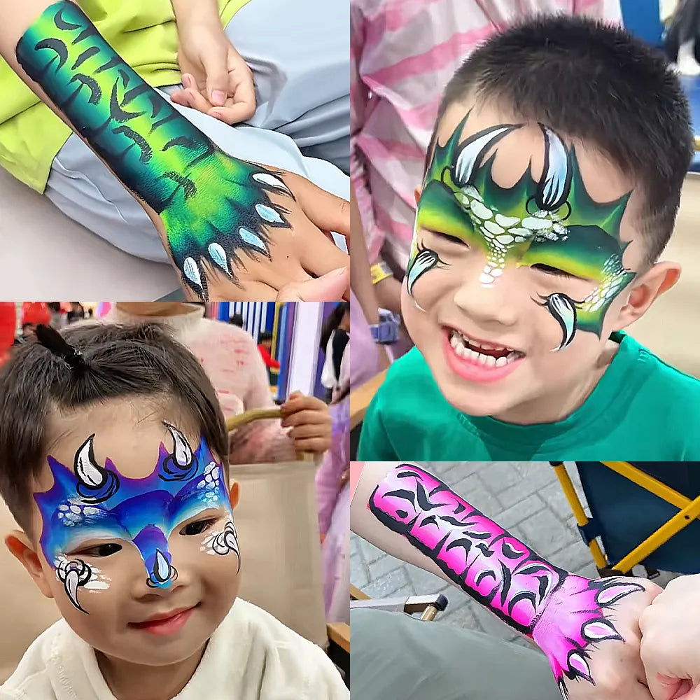 Dinosaur Face Painting Set – Featured in Viral TK & FB Videos, Includes Paints and Brushes