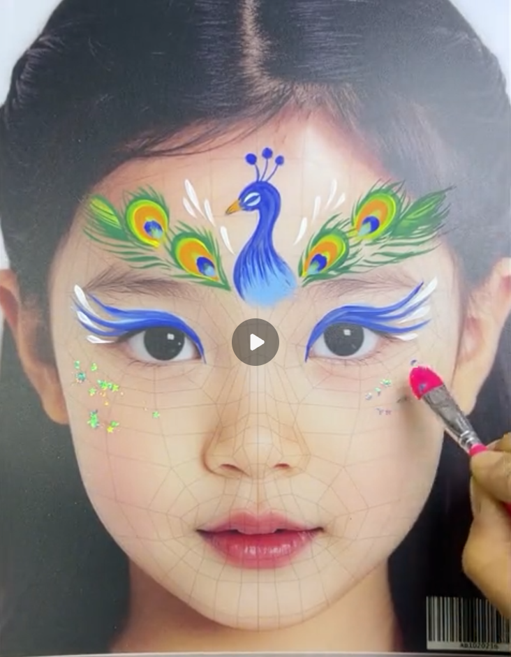 Peacock Face Painting Tutorial