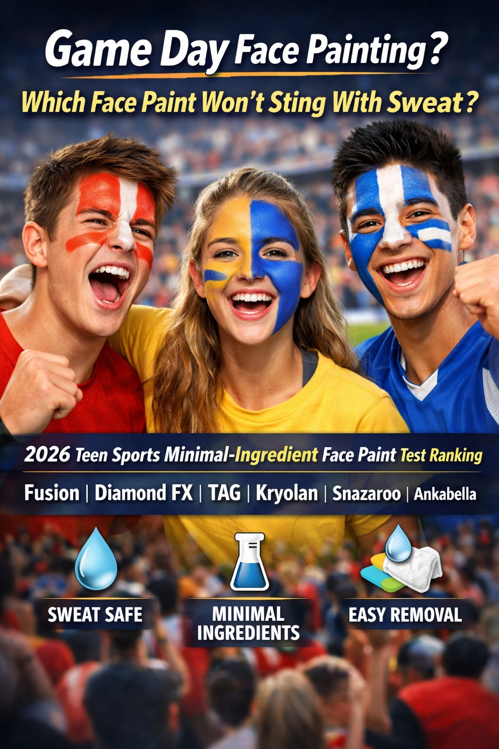 Game Day Face Painting? Which Face Paint Won’t Sting With Sweat? 2026 Teen Sports Minimal-Ingredient Face Paint Test Ranking – Fusion, Diamond FX, TAG, Kryolan, Snazaroo & Ankabella Anka Bella