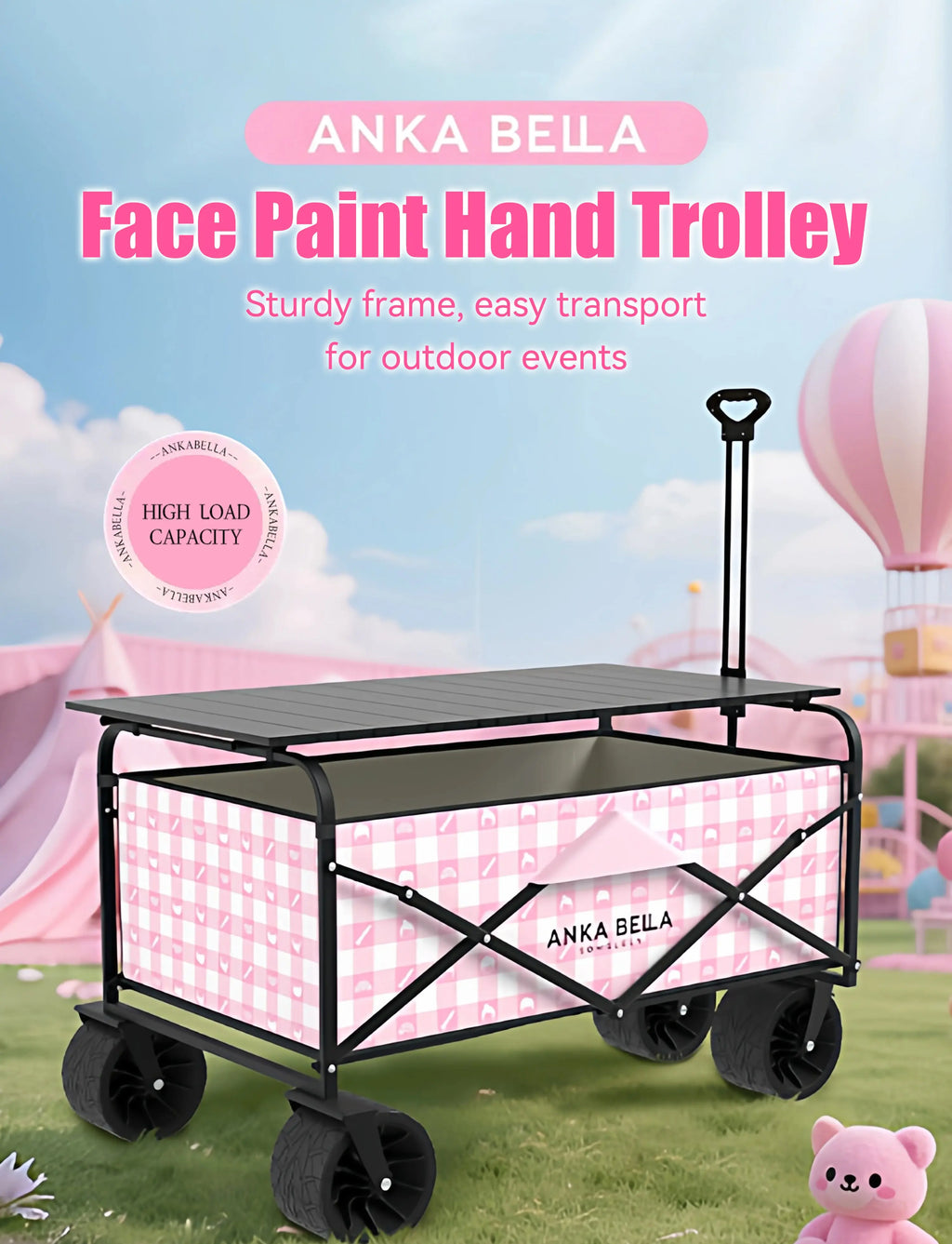 Anka Bella Foldable Face Paint Hand Trolley with Tabletop Anka Bella
