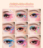 Anka Bella face paint swatches on eye area, showing rich intense colors for stage, festival and cosplay makeup.