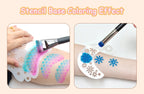 AnkaBella face paint brushes stencil base coloring effect, P01 mermaid scale pattern and P02 snowflake stencil application