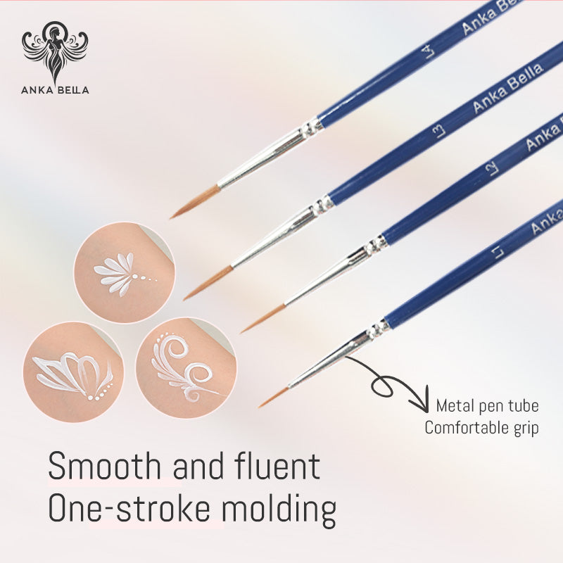 Anka Bella Professional Fine Line Brush Set for Face Painting – 4 pcs