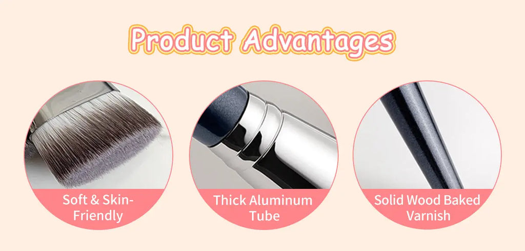AnkaBella face paint brush product advantages, soft skin-friendly bristles, thick aluminum tube, solid wood baked varnish handle