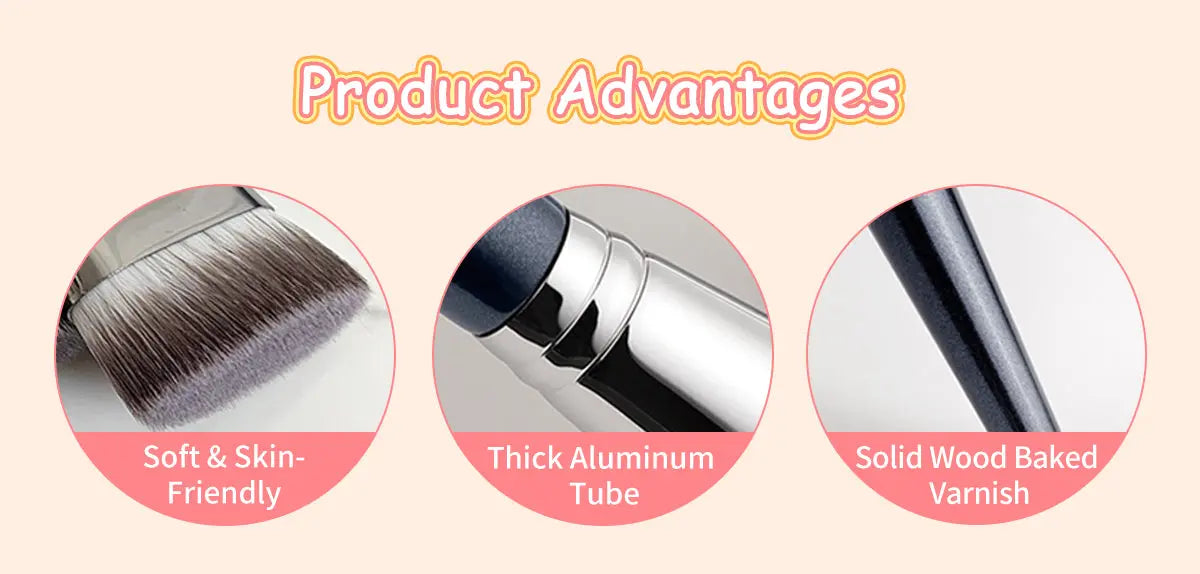 AnkaBella face paint brush product advantages, soft skin-friendly bristles, thick aluminum tube, solid wood baked varnish handle