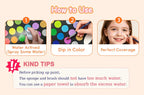 How to use water-based face paint: spray water on the palette, dip brush, apply for full coverage.