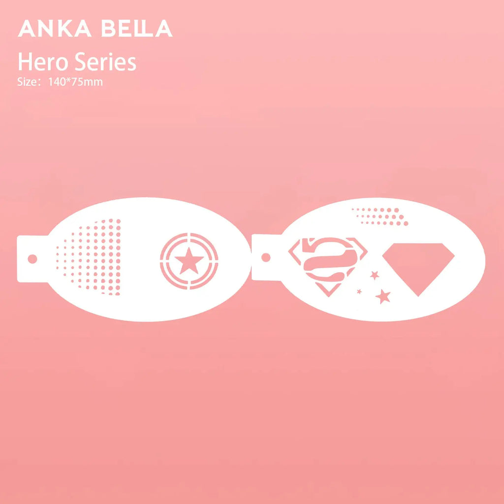 AnkaBella Hero Series face paint stencils, superhero logo stencils for party makeup