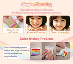 Anka Bella face paint easy cleansing guide: wipe with wet wipes, rinse with water, no stubborn stains left on kids' skin.
