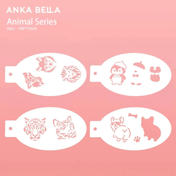 AnkaBella Animal Series face paint stencils, tiger lion penguin corgi patterns for face painting
