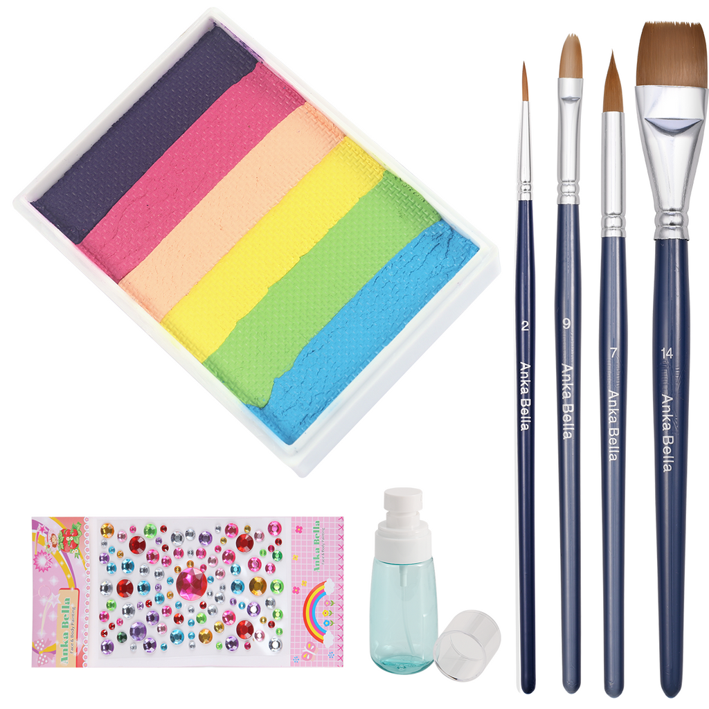 Blue Strawberry Rainbow Face Painting Set – Featured in Viral TK & FB Videos, Includes Paints and Brushes