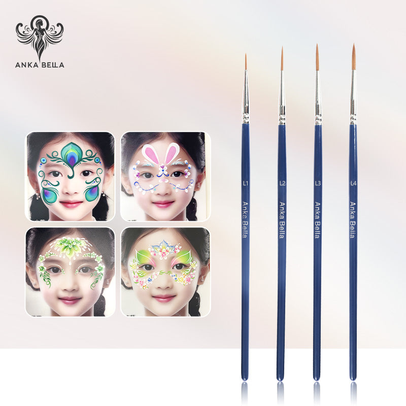 Anka Bella Professional Fine Line Brush Set for Face Painting – 4 pcs