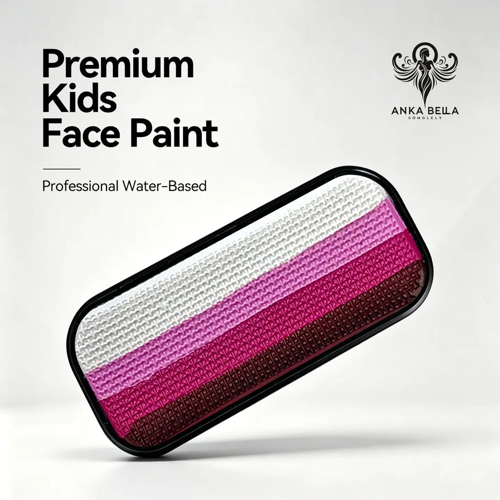 Anka Bella 4 pink stripe water activated face paint tin palette, non-toxic skin safe washable kids face body paint for Halloween party cosplay