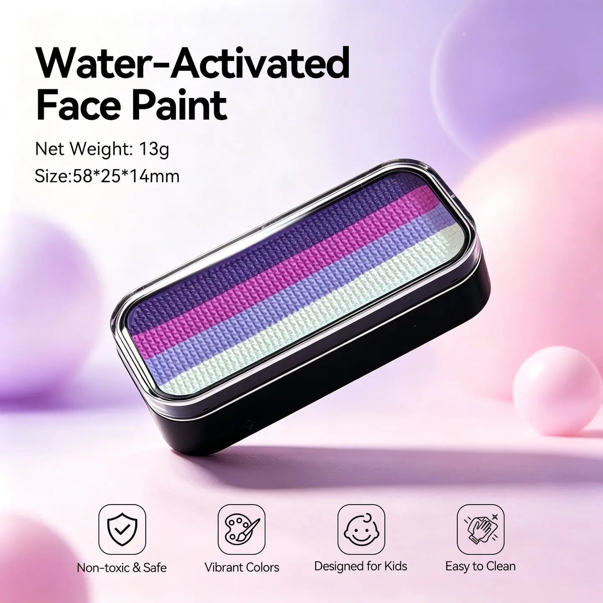 Anka Bella water activated purple gradient face paint tin 13g 58*25*14mm non-toxic vibrant washable face paint for children carnival costume makeup