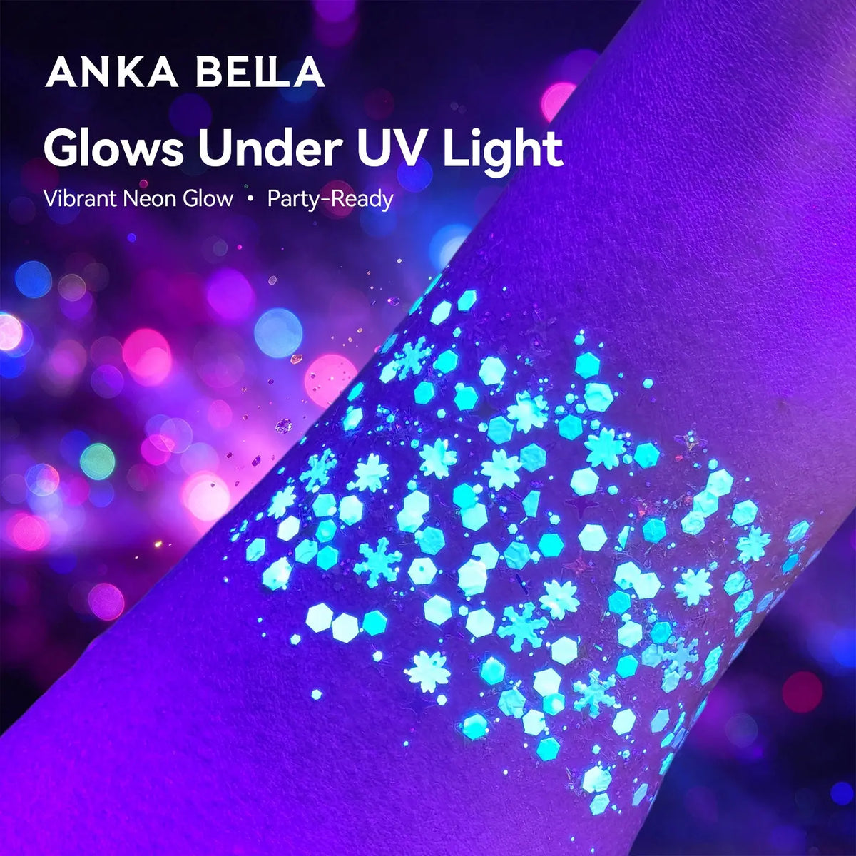 Anka Bella Iridescent Blue Purple Pink Glitter, Round & Petal Sequins for Face & Body Makeup Anka Bella