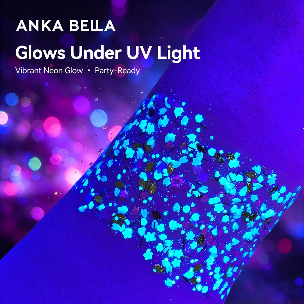 Anka Bella Iridescent Green Pink Glitter, Leaf & Petal Sequins for Face & Body Festival Makeup Anka Bella