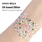 Anka Bella Iridescent Green Pink Glitter, Leaf & Petal Sequins for Face & Body Festival Makeup Anka Bella