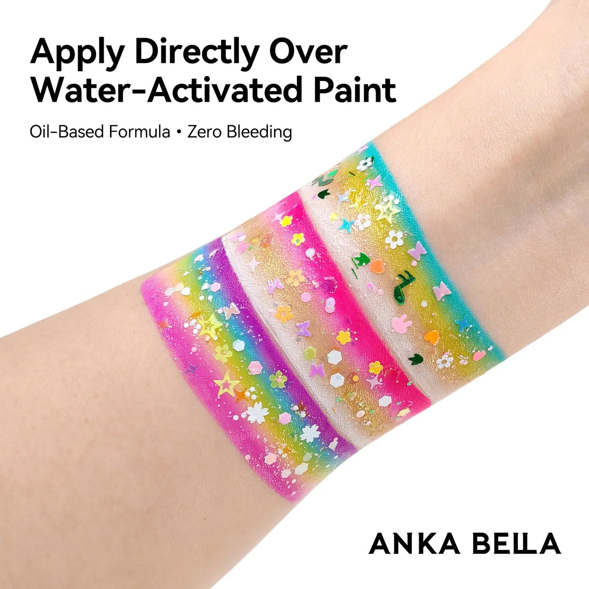 Anka Bella Iridescent Flower Glitter, Skin-safe Petal Sequins for Face & Body Art, Festival Makeup Anka Bella