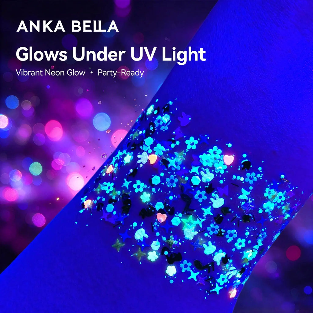 Anka Bella Iridescent Flower Leaf Glitter, Floral & Leaf Sequins for Face & Body Festival Makeup Anka Bella