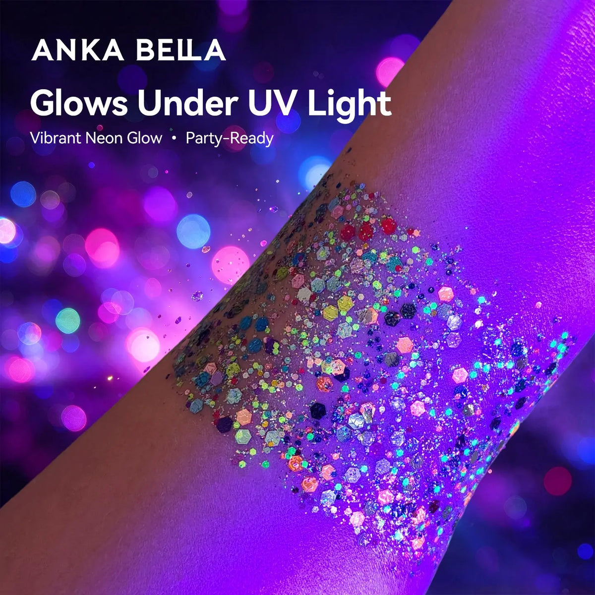 Anka Bella Iridescent Multi Color Glitter, Safe Face Body Glitter for Festival Makeup Anka Bella