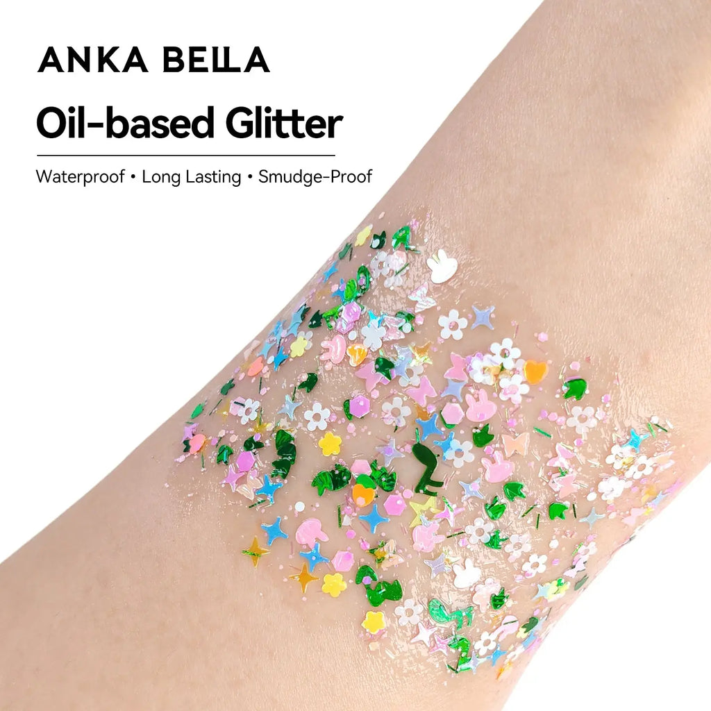 Anka Bella Iridescent Flower Leaf Glitter, Floral & Leaf Sequins for Face & Body Festival Makeup Anka Bella