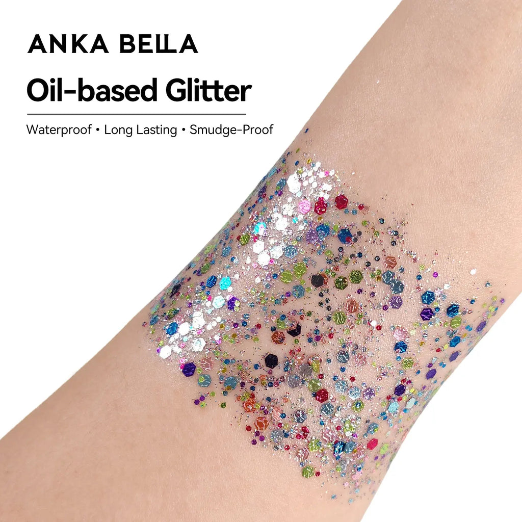 Anka Bella Iridescent Multi Color Glitter, Safe Face Body Glitter for Festival Makeup Anka Bella