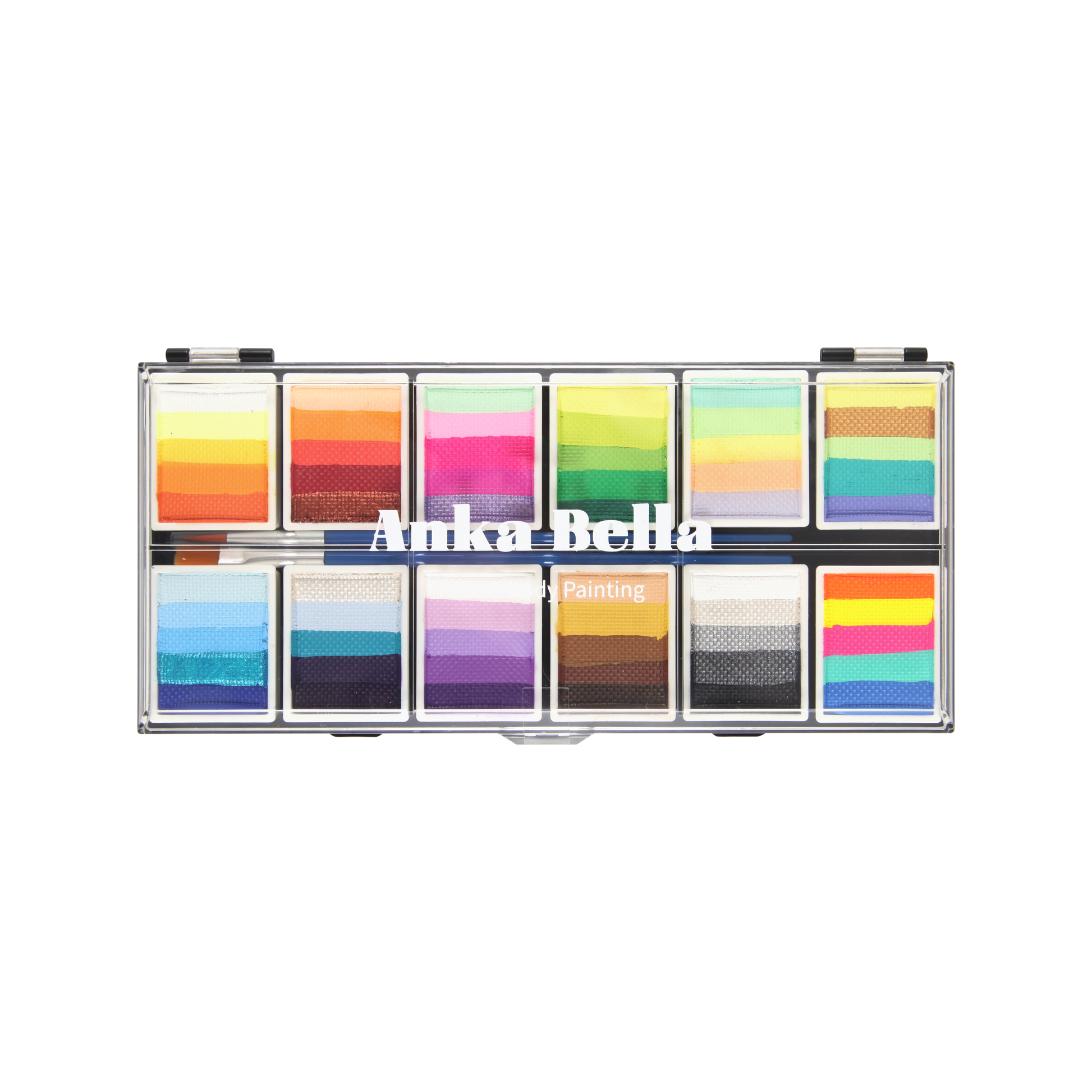 Pintura facial con combinación de degradado de ensueño de 12 discos de color de Anka Bella