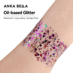 Anka Bella Iridescent Pink Multi Glitter, Safe Face Body Glitter for Festival Makeup Anka Bella
