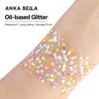 Anka Bella Iridescent Flower Glitter, Skin-safe Petal Sequins for Face & Body Art, Festival Makeup Anka Bella