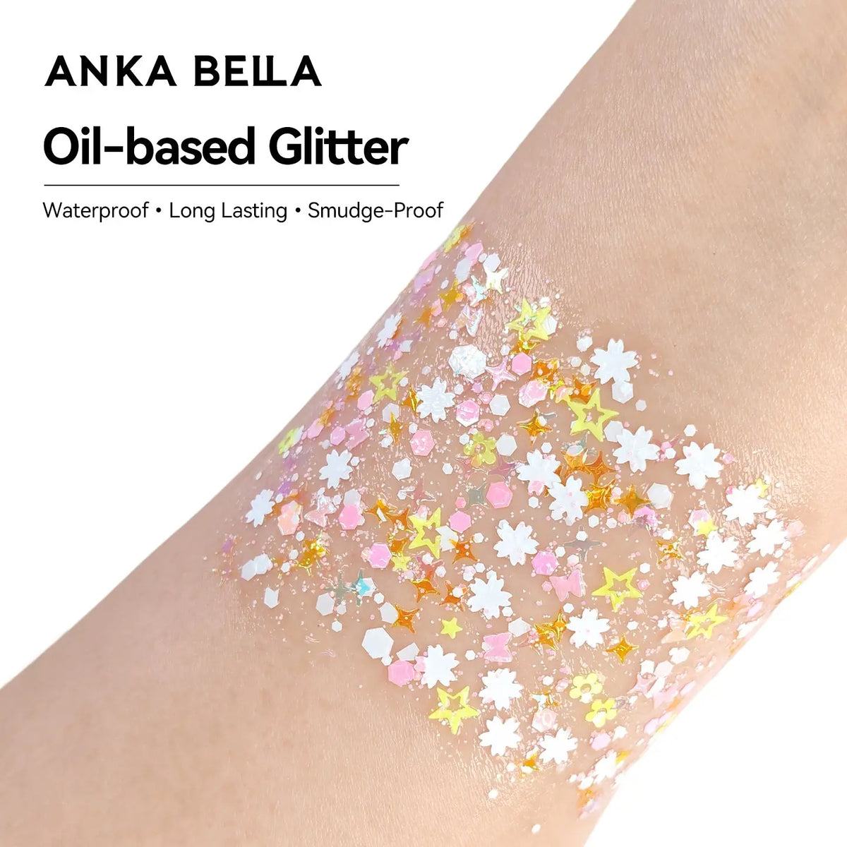 Anka Bella Iridescent Orange Pink Glitter, Flower & Petal Sequins for Face & Body Festival Makeup Anka Bella