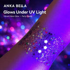 Anka Bella Iridescent Purple Pink Green Glitter, Safe Face Body Glitter for Festival Makeup Anka Bella