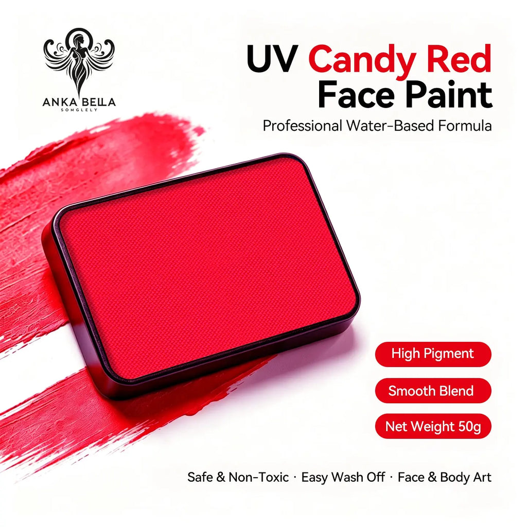 Anka Bella UV Candy Red solid face paint cake 50g water‑based professional face body art paint