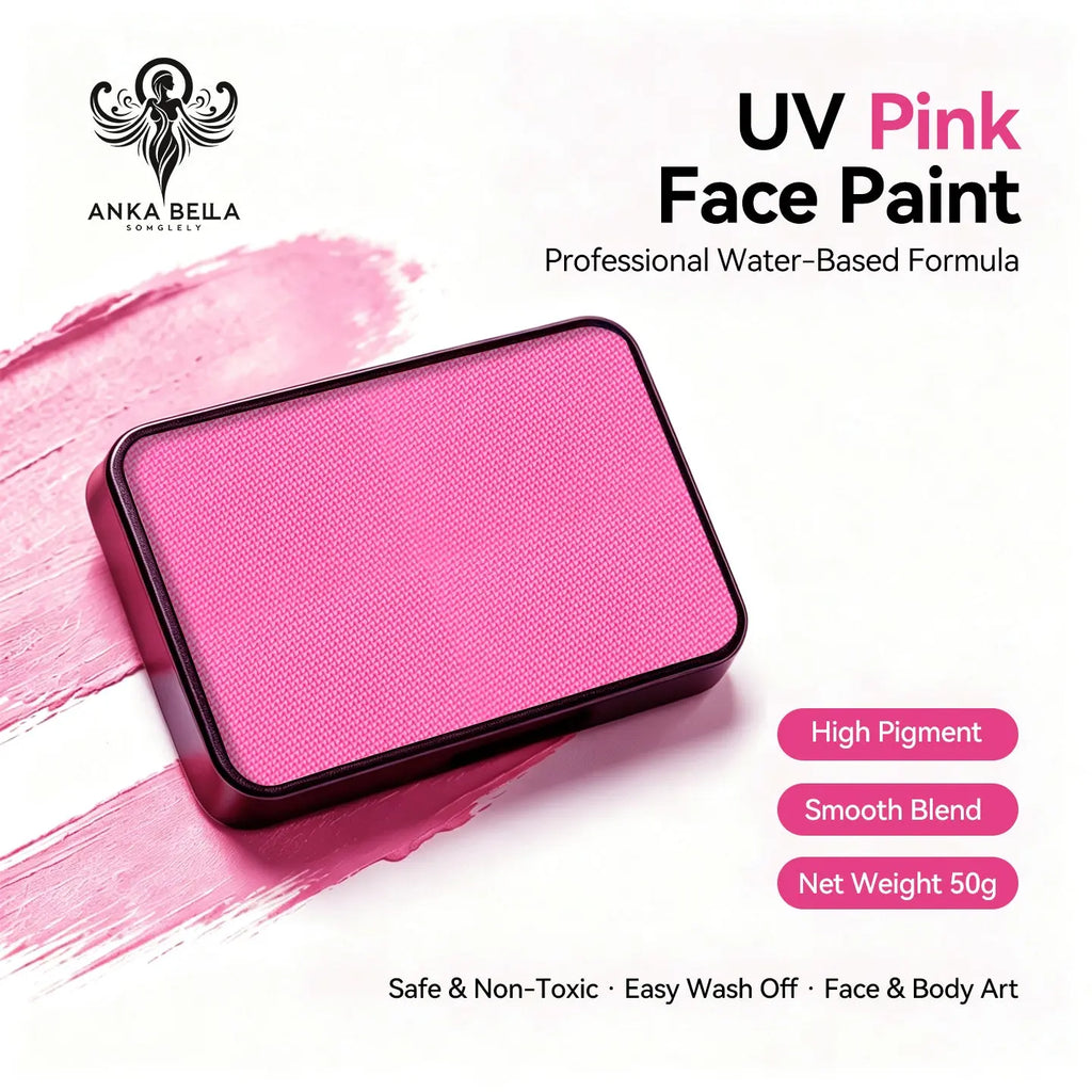 Anka Bella UV Pink solid face paint cake 50g water‑based professional face body art paint