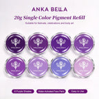 Anka Bella 8 shades purple 20g single color water activated face paint refill 
