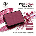 Anka Bella Pearl Brown solid face paint cake 50g, professional water-based high pigment shimmer burgundy-brown pearl face and body art paint
