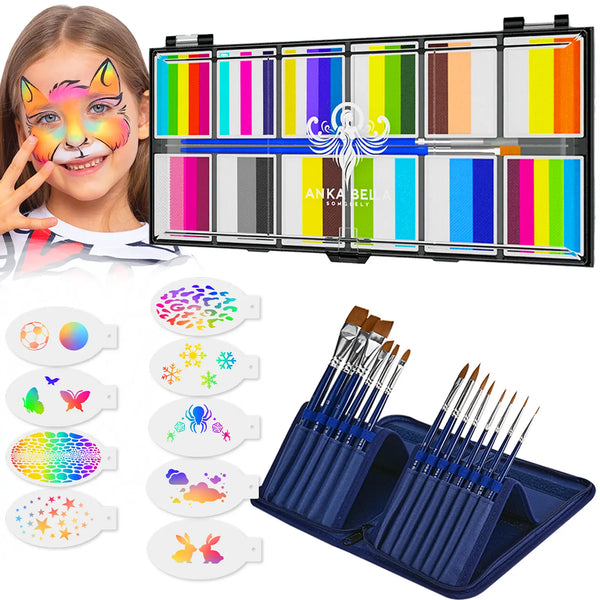 12-Color Animal Palette – Bright & Blendable Face & Body Paint for Creative Designs Anka Bella