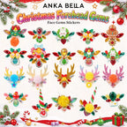 Anka Bella Christmas forehead gems mixed designs, reindeer gingerbread bell snowman self adhesive face gems stickers