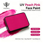 Anka Bella UV Peach Pink solid face paint cake 50g, professional water‑based high pigment UV reactive bright peach pink face and body art paint
