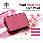 Anka Bella Pearl Vivid Red solid face paint cake 50g, professional water‑based high pigment shimmer luminous pearl red face and body art paint