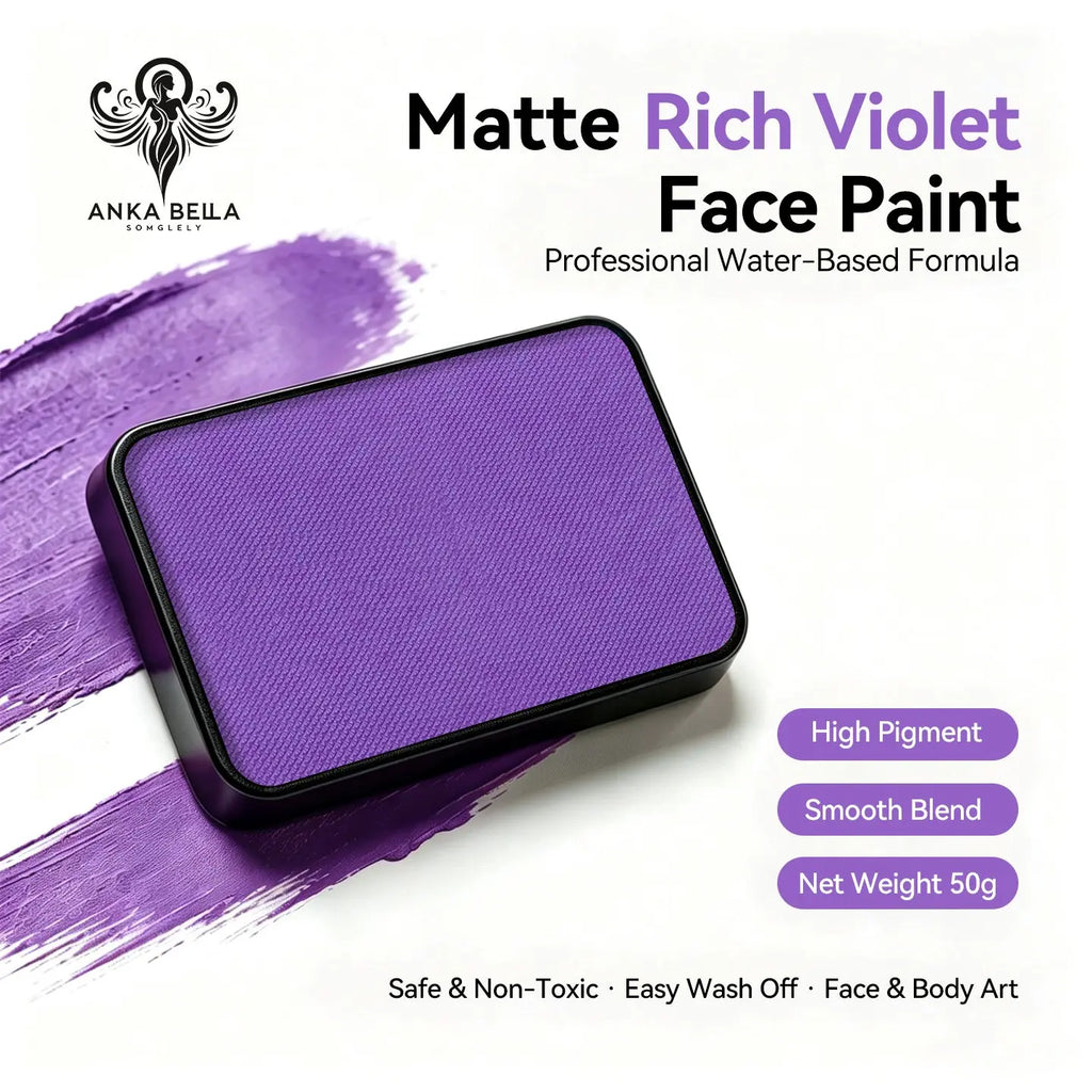 Anka Bella 50g matte rich violet face paint, water based smooth blend body paint
