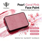 Anka Bella Pearl Coral Pink solid face paint cake 50g, professional water-based high pigment shimmer warm coral pink pearl face and body art paint