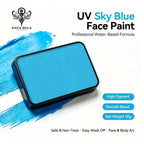 Anka Bella UV Sky Blue solid face paint cake 50g, professional water‑based high pigment UV reactive bright sky blue face and body art paint