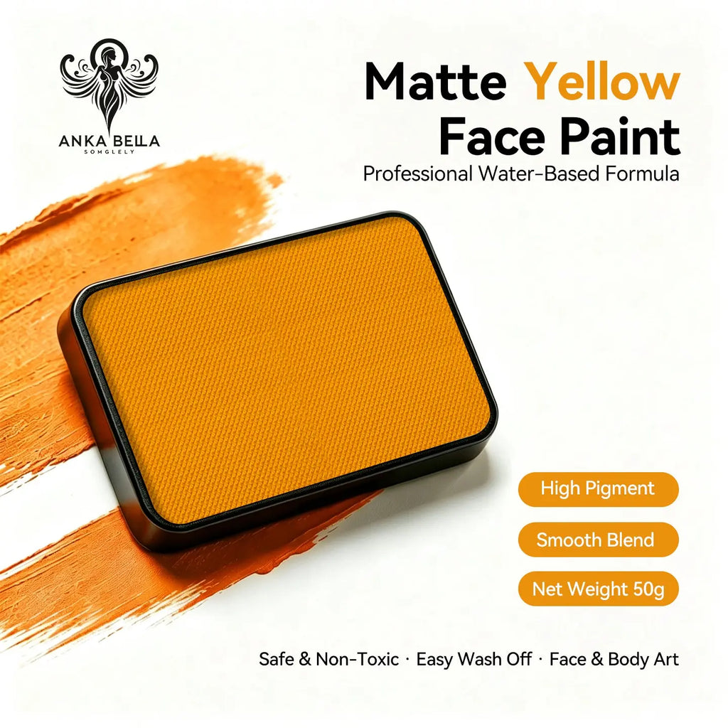 Anka Bella 50g matte yellow face paint, water based smooth blend body paint