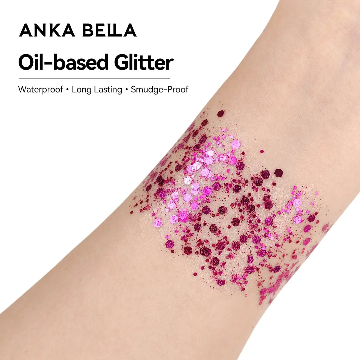 Anka Bella Magenta Iridescent Glitter, Safe Face Body Glitter for Festival Makeup Anka Bella