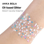 Anka Bella Iridescent Blue Purple Pink Glitter, Round & Petal Sequins for Face & Body Makeup Anka Bella