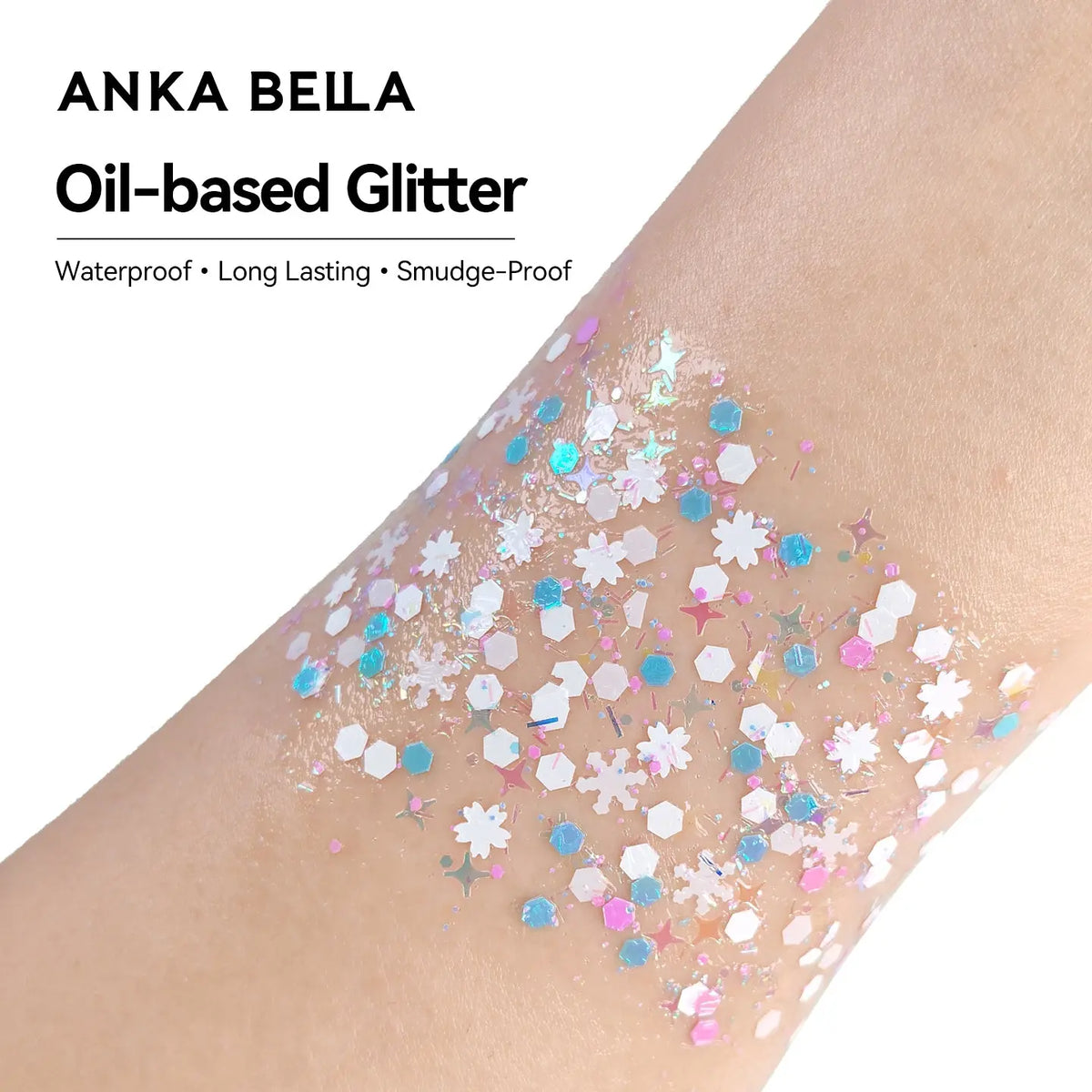 Anka Bella Iridescent Blue Purple Pink Glitter, Round & Petal Sequins for Face & Body Makeup Anka Bella