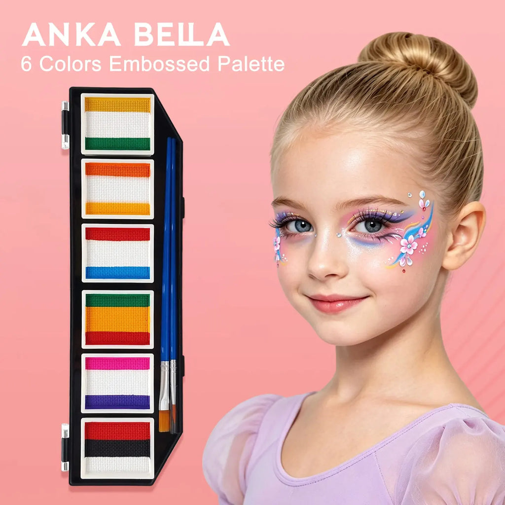 Anka Bella embossed face paint swatch on skin, showing bright opaque color coverage.