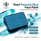 Anka Bella Pearl Peacock‑Blue solid face paint cake 50g water‑based professional face body art paint high pigment shimmer iridescent peacock blue pearl