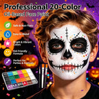 Anka Bella 20 colors oil-based face paint kit with 3 brushes, non-toxic high pigment Halloween face body makeup for kids adults