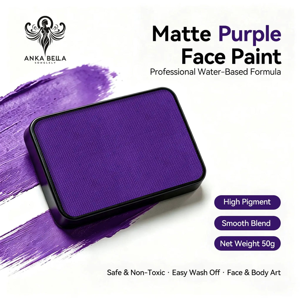 Anka Bella 50g matte purple face paint, water based smooth blend body paint